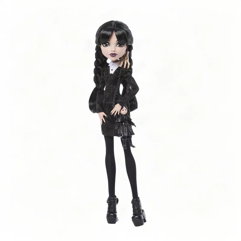 x Wednesday verzamelpop - Wednesday Addams in zwarte jurk met Thing als accessoire de Monster High en NEW Wednesday Addams – photo du produit 1 sur 5