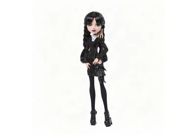 x Wednesday verzamelpop - Wednesday Addams in zwarte jurk met Thing als accessoire de Monster High en NEW Wednesday Addams – photo du produit 3 sur 5