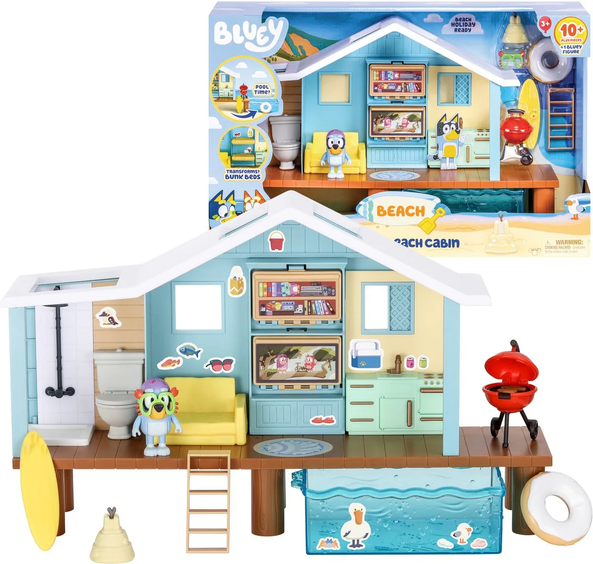 Bluey Beach Cabin 90184 Figur fra Moose Toys i Blå – produktbillede
