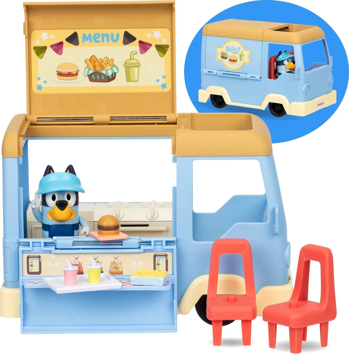 BLUEY - Bluey's Foodtruck Chef Bluey - Speelset incl. Bluey speelfiguur en accessoires van Moose Toys in Meerkleurig – productfoto