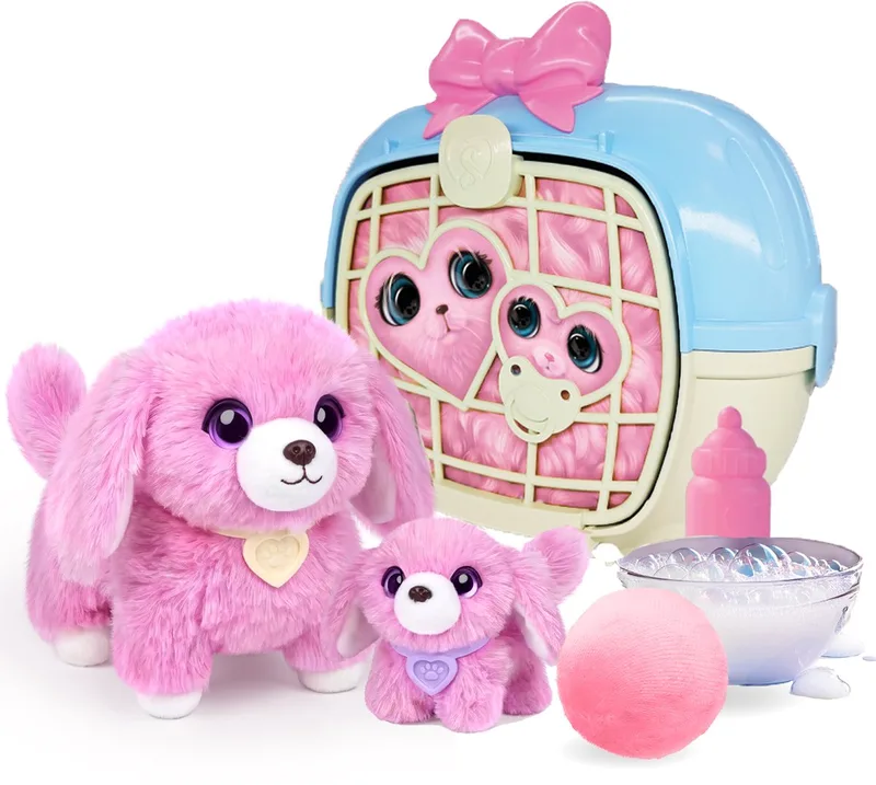 Scruff a Luvs - Mystery knuffels Mama & Baby in Draagmand - Hondenfamilie Speelset de Moose Toys en Multicolore – photo du produit