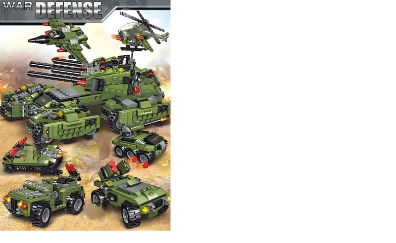 6 in 1 tank - bouwblokken - militair - 520 pcs de Mould King en Groen – photo du produit