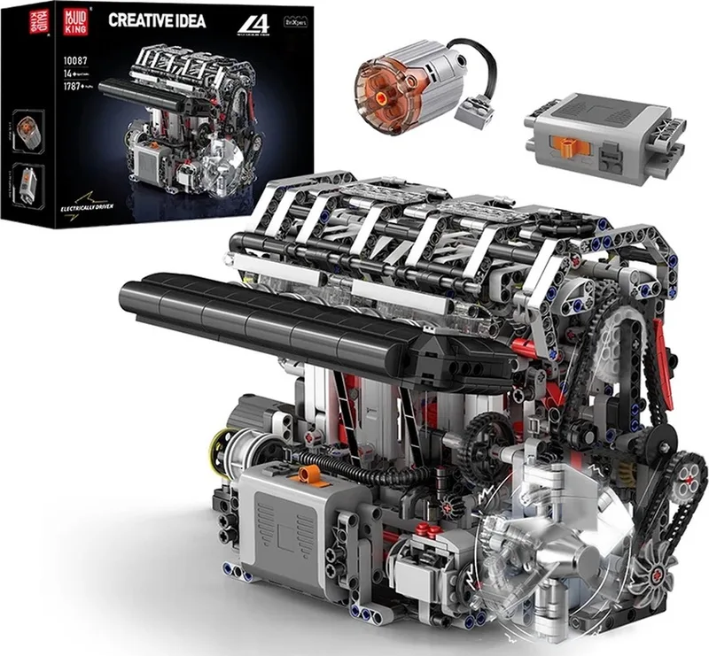 Comnox - Mould King - L4 Benzinemotor Set - Technische Bouwstenen - Compatibel met LEGO - 1787 Onderdelen - Educatief Speelgoed voor Kinderen en Volwassenen by Mould King in Grijs – product photo