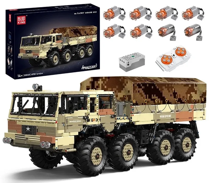 Comnox - Mould King - Militaire Tatra Kolos Truck 8x8 - 4733 Stukjes - LEGO Compatible - RC Bouwstenen Set by Mould King in Zandkleurig – product photo