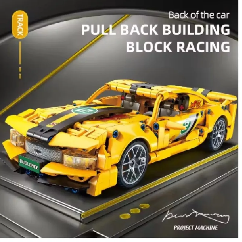 Gele raceauto bouwset – 451 stuks van Mould King in Geel – productfoto
