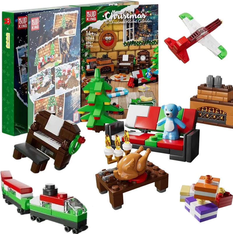 Kerst adventskalender #1 24-delig 2026 - 2027 aftelkalender bouwset | Incl. mini kerstboom / trein | Creator classic bouwpakket compatibel met lego | Educatief speelgoed voor volwassenen & kinderen | Bouwdoos met 694 bouwstenen von Mould King in Kerst: advents kalender #1, 694 bouwblokken – Produktfoto