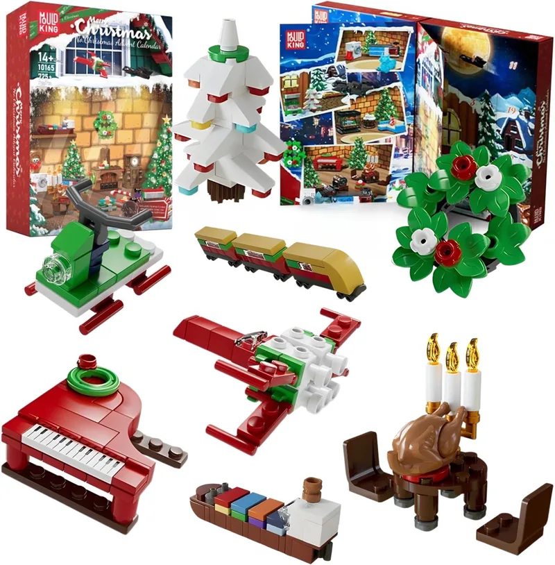 Kerst adventskalender #2 24-delig 2026 - 2027 aftelkalender bouwset | Incl. mini kerstversiering / decoratie | Creator classic bouwpakket geschikt voor lego | Educatief speelgoed ideas voor volwassenen & kinderen | 725 bouwstenen by Mould King in Kerst: advents kalender #2, 725 bouwblokken – product photo