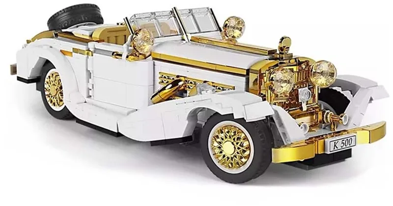 Mould King 10003 Vintage Classic Oldtimer bouwset | Hot city racing champion adventure | Technische speelgoed creator bouwpakketten voor volwassenen & kinderen | Auto met speed fast drifting wheels | geschikt voor Lego | Bouwdoos met 958 bouwstenen by Mould King in Racing : Vintage Oldtimer, 958 bouwblokken – product photo