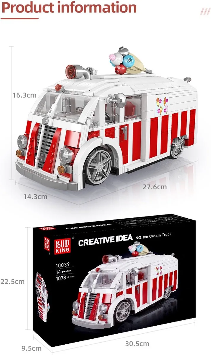 Mould King 10039 De Moc Ijs Truck is compatibel met het bekende merk. by Mould King in 10039 – product photo