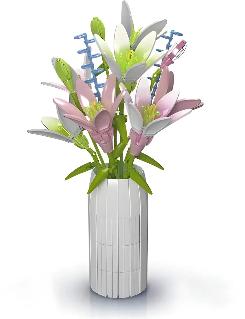 Mould King 10057 Lily Bloemen bouwset | Botanical flowers collection | Classic Creator STEM speelgoed bloemenpracht modelbouw | Educatief Icons kunst bloemenboeket bouwpakketten voor volwassenen & kinderen | Set geschikt voor lego | 1006 bouwstenen by Mould King in Lila, 1006 bouwblokken – product photo