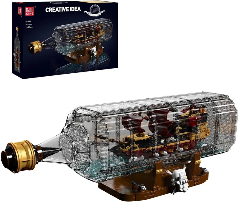 Mould King 10066 – Queen Anne's Revenge Schip in een Fles – 2488 Stuks – Piratenschip Bouwset – Gedetailleerde Inrichting – Compatibel met Bouwstenen – 14+ van Mould King in 10066 – productfoto