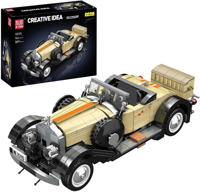 Mould King 10115 Rolls Royce Classic Auto bouwset | City speed champions adventure modelbouw | Technische educatief speelgoed volwassenen & kinderen | DIY Retro auto decoratie | Bouwdoos met 897 bouwstenen by Mould King in City : auto – Roll Royce Phantom, 897 bouwblokken – product photo