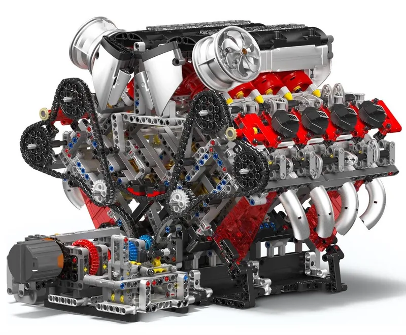 Mould King 10130 F488 Ferrari speed engine XL mega bouwset | F1 Racing champions icons modelbouw | Classic creator speelgoed ideas voor expert volwassenen & kinderen | Accu motor niet geschikt voor Lego technic | Bouwdoos met 2718 bloks från Mould King i Modelbouw : Ferrari F488 Motorblok, 2718 bouwblokken – produktbild 2 av 3