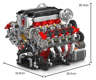 Mould King 10130 F488 Ferrari speed engine XL mega bouwset | F1 Racing champions icons modelbouw | Classic creator speelgoed ideas voor expert volwassenen & kinderen | Accu motor niet geschikt voor Lego technic | Bouwdoos met 2718 bloks från Mould King i Modelbouw : Ferrari F488 Motorblok, 2718 bouwblokken – produktbild 3 av 3