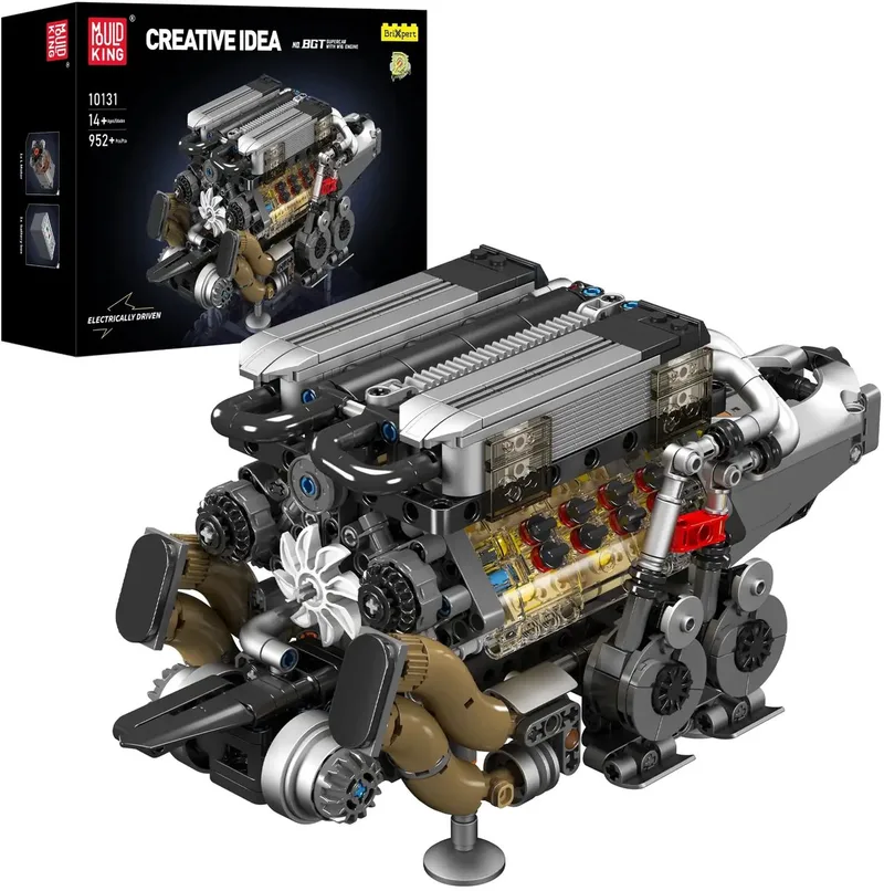 Mould King 10131 Supercar V16 Engine by Mould King in Modelbouw : V12 engine, 952 bouwblokken – product photo