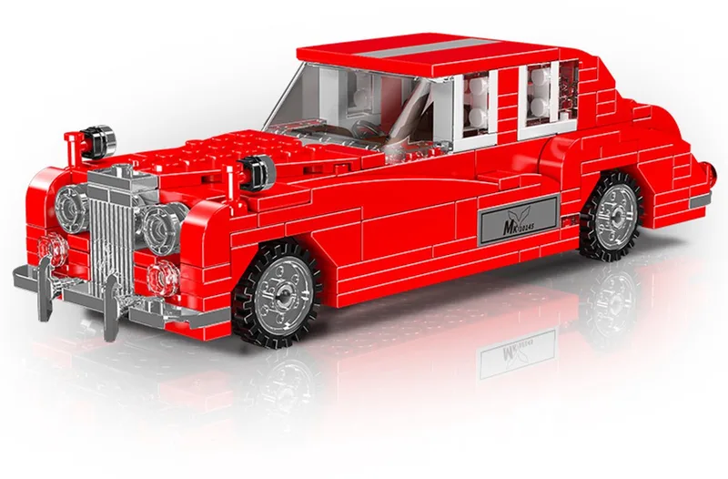 Mould King 10145 – Lunaz Vintage Auto Roadster | 433-delige Bouwset | Racewagen Model van Mould King in Zilver – productfoto