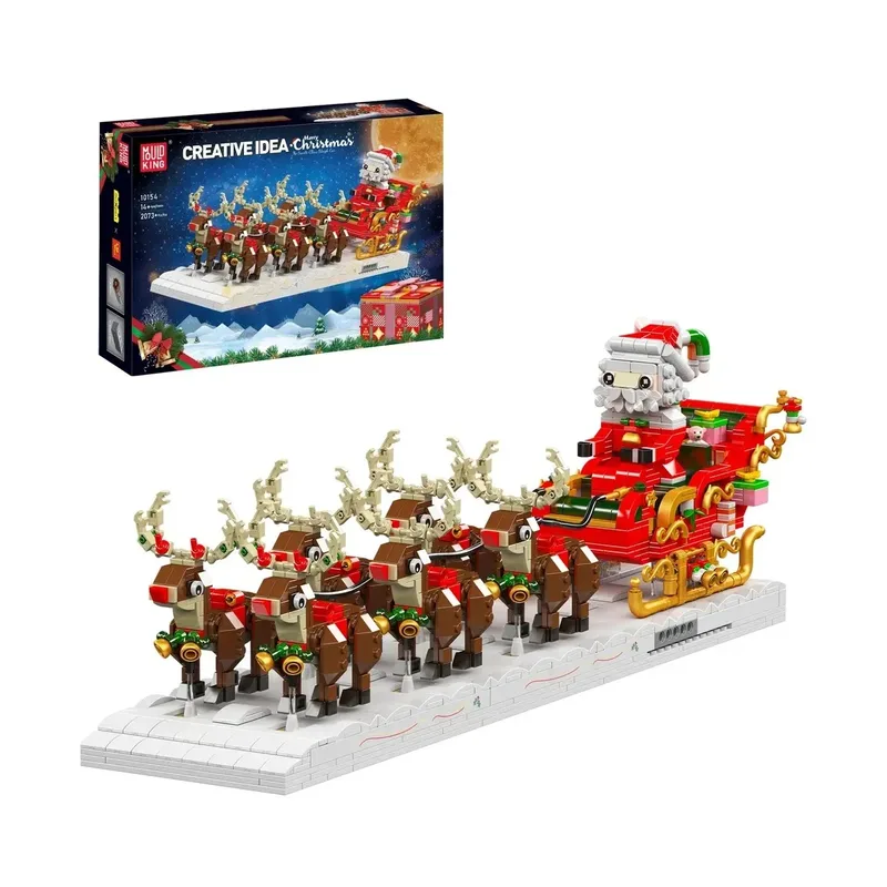 Mould King 10154 – Motorisiertes Rentier- und Weihnachtsmannschlitten-Modellbausatz van Mould King – productfoto
