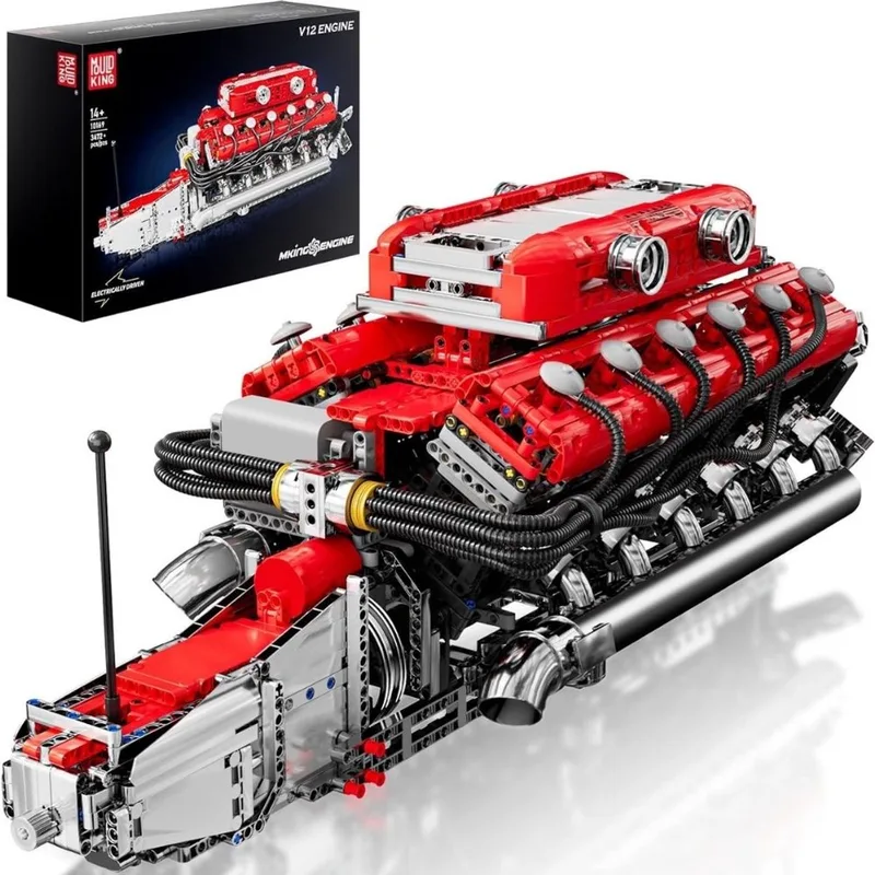 Mould King 10169 V12 XL Engine mega bouwpakket | City Racing champions adventure | Creator speed motor modelbouw | Expert technic speelgoed bouwpakketten voor kinderen en volwassenen | Motorblok niet geschikt voor Lego | Bouwdoos met 3472 bloks van Mould King in Modelbouw : XL V12 Engine, 3236 bouwblokken – productfoto