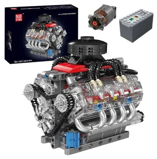Mould King 10171 Icons Technic V8 formule 1 motor | F1 speed champions modelbouw | Creator classic bouwpakket compatibel met lego | Technische speelgoed ideas voor expert volwassenen & kinderen | Bouwdoos met 535 bouwstenen från Mould King i Modelbouw : LSX Chevy V8, 535 bouwblokken – produktbild 2 av 5