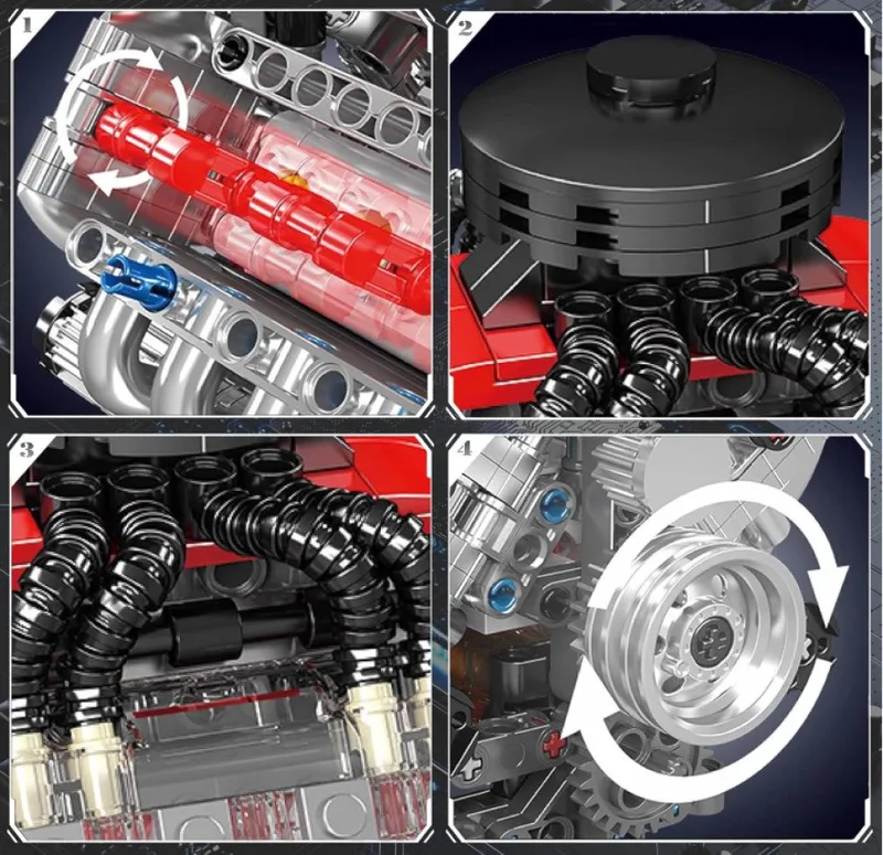 Mould King 10171 Icons Technic V8 formule 1 motor | F1 speed champions modelbouw | Creator classic bouwpakket compatibel met lego | Technische speelgoed ideas voor expert volwassenen & kinderen | Bouwdoos met 535 bouwstenen från Mould King i Modelbouw : LSX Chevy V8, 535 bouwblokken – produktbild 5 av 5