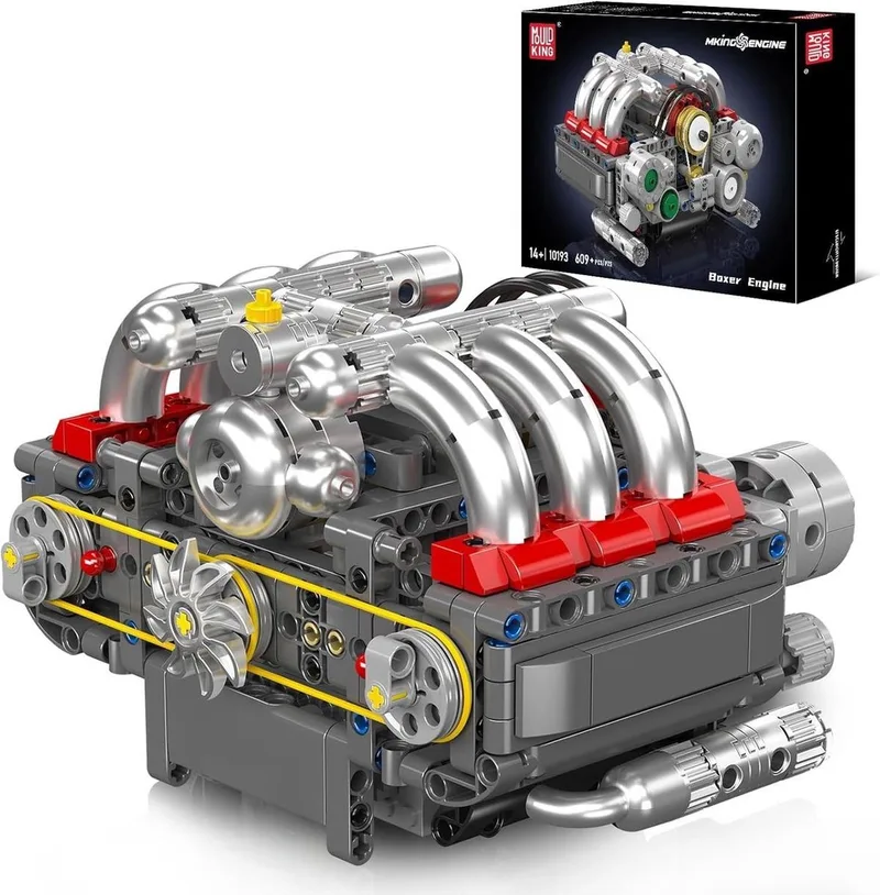 Mould King 10193 Boxer Engine formule 1 Educatief motor bouwset | Speed champions modelbouw | Creator classic bouwpakket | Technische F1 speelgoed ideas voor expert volwassenen & kinderen | compatibel met lego of mega | 609 bloks van Mould King in Modelbouw : Flat-6 motor, 609 bouwblokken – productfoto