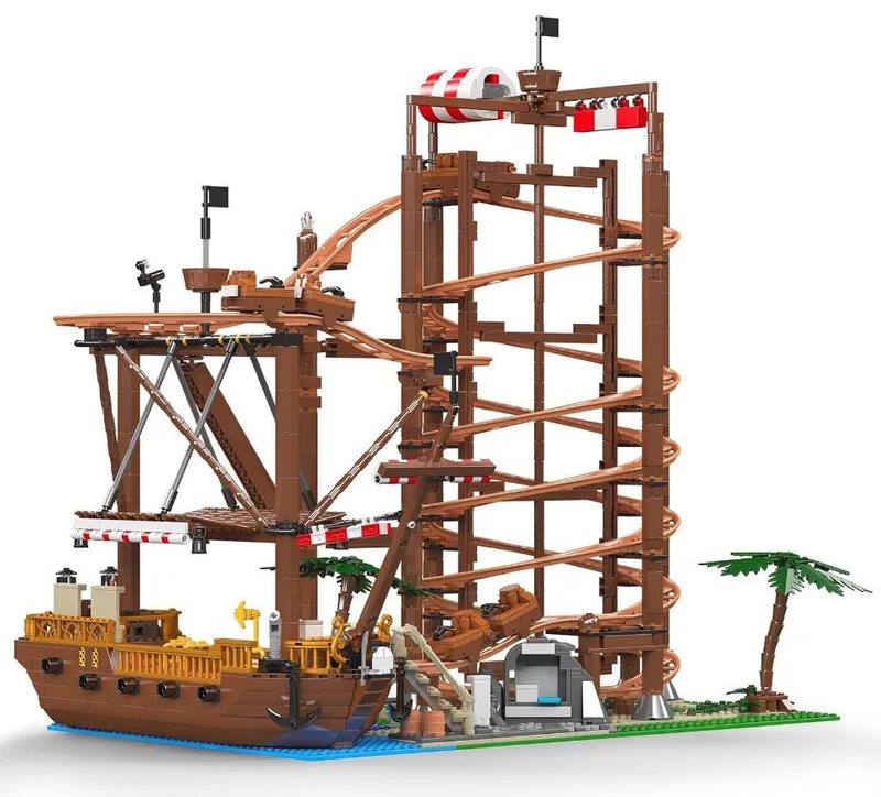 Mould King 11013 Double Helix achtbaan bouwset | Kermis architecture ideas modelbouw | Technische creator classic speelgoed bouwpakketten voor volwassenen & kinderen | Expert icons muziekdoos | Motor niet geschikt voor Lego technic | 2174 bouwstenen från Mould King i City : Pretpark Helix Achtbaan, 2174 bouwblokken – produktbild 2 av 3