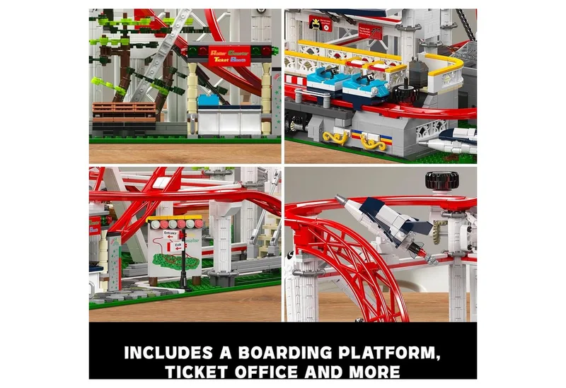 Mould King 11014 Achtbaan Mega bouwset | Kermis pretpark architecture ideas modelbouw | Technische creator classic speelgoed bouwpakketten voor volwassenen | Expert icons rollercoaster | Motor niet geschikt voor Lego technic | bouwdoos met 3646 bloks van Mould King in City : Pretpark Achtbaan, 3646 bouwblokken – productfoto 4 van 5