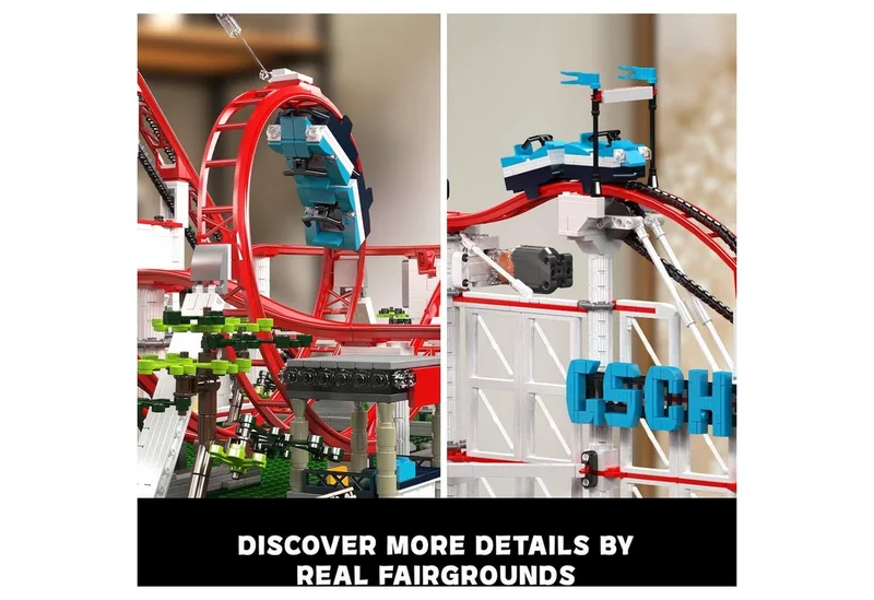 Mould King 11014 Achtbaan Mega bouwset | Kermis pretpark architecture ideas modelbouw | Technische creator classic speelgoed bouwpakketten voor volwassenen | Expert icons rollercoaster | Motor niet geschikt voor Lego technic | bouwdoos met 3646 bloks van Mould King in City : Pretpark Achtbaan, 3646 bouwblokken – productfoto 5 van 5