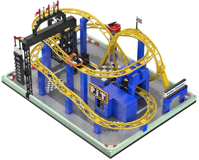 Mould King 11020 Whirlwind achtbaan bouwset | Kermis architecture ideas modelbouw | Technische creator classic speelgoed bouwpakketten voor volwassenen & kinderen | Expert icons muziekdoos | Motor niet geschikt voor Lego technic | 1707 bouwstenen by Mould King in City : Pretpark Whirlwind Achtbaan, 1707 bouwblokken – product photo