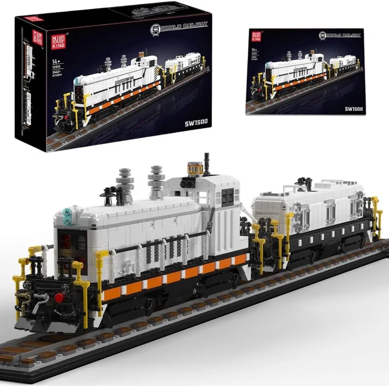 Mould King 12051 EMD Diesel Switch trein classic bouwset | Locomotief miniatuur modelbouw | Technische educatief creator speelgoed ideas bouwpakketten voor expert volwassenen & kinderen | Niet geschikt voor Lego rails | Bouwdoos met 2462 bouwstenen de Mould King en City – locomotief Diesel Switch, 2462 bouwblokken – photo du produit