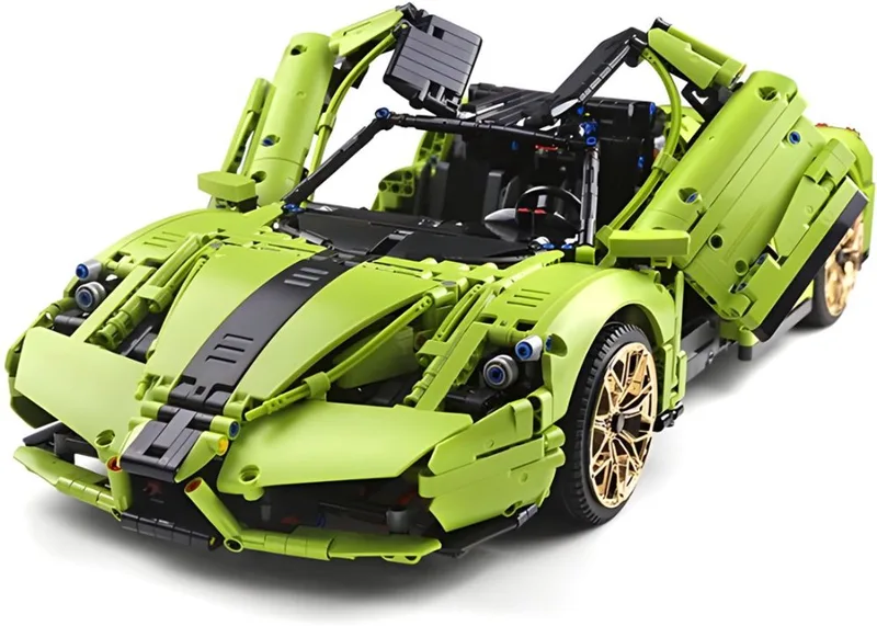 Mould King 13074 Enzo Supercar 1:8 bouwset | City fast champions adventure | Creator and classic motor bouwpakket | Technic speelgoed ideas voor volwassenen & kinderen | Icons speed f1 auto geschikt voor Lego | Bouwdoos met 2790 bouwstenen van Mould King in Racing : 1:8 Enzo Supercar, 1185 bouwblokken – productfoto
