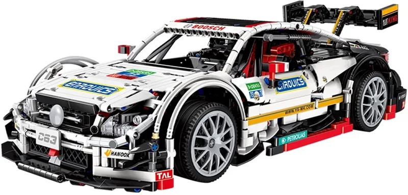 Mould King 13075 DTM 1:8 mega bouwset | City fast champions adventure | Creator and classic motor bouwpakket | Technic speelgoed ideas voor volwassenen | Icons furious speed auto geschikt voor Lego | Technische bouwdoos met 2270 bloks van Mould King in AMG C63 – productfoto