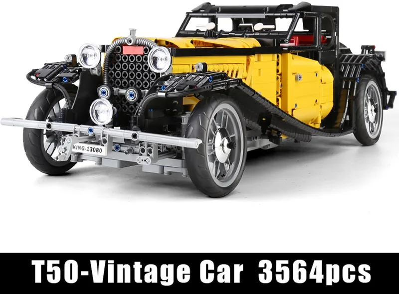 Mould King 13080 -v2 - Bugatti 50T - Oldtimer - Bouwset - Past op bekende merken - 3564 onderdelen van Mould King in 13080 v2 – productfoto