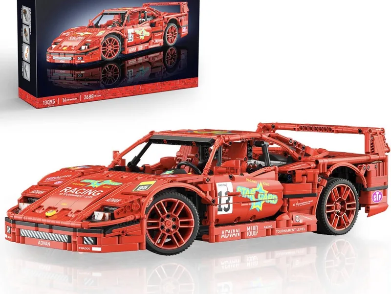 Mould King 13095 - Ferrari F40 - Bouwset - 2688 onderdelen - Technisch - Past op bekende merken van Mould King in Rood – productfoto