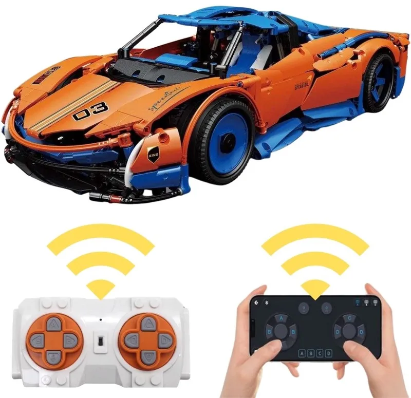 Mould King 13098 MCL Speedtail 1:8 RC bouwset | City racing champions adventure | Creator classic motor bouwpakket | Technische speelgoed ideas voor volwassenen & kinderen | DIY speed auto remote niet geschikt voor lego | Bouwdoos met 1883 bouwstenen van Mould King in Racing : 1:12 RC MCL Speedtail, 1883 bouwblokken – productfoto