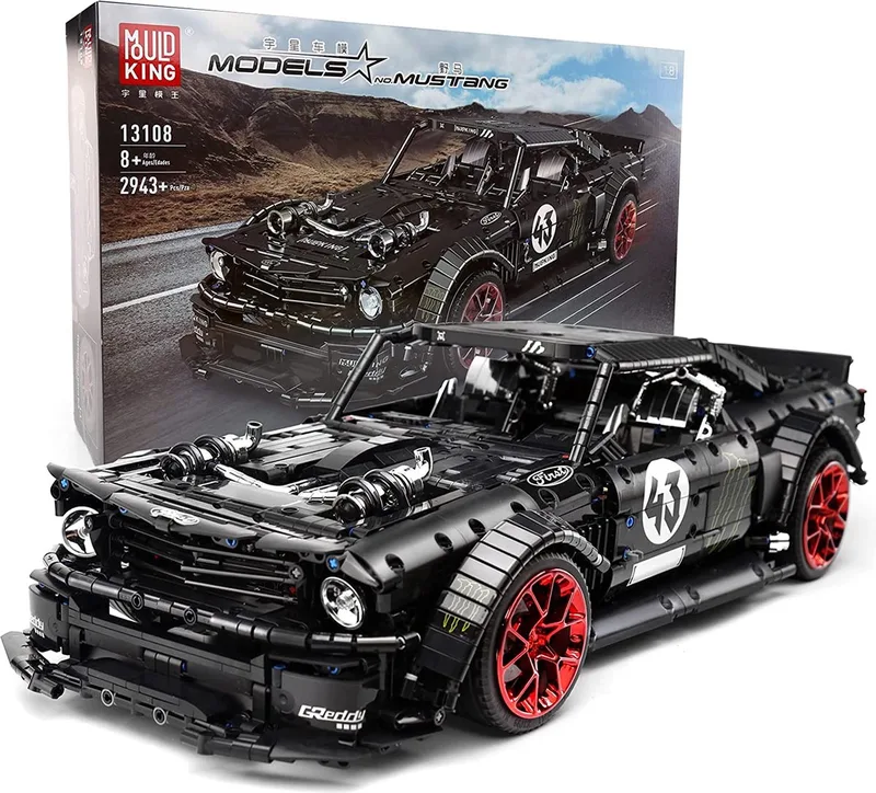 Mould King 13108 - Ford Mustang Hoonigan - 2943 onderdelen - Compatibel met grote merken - Bouwdoos van Mould King in Zwart – productfoto