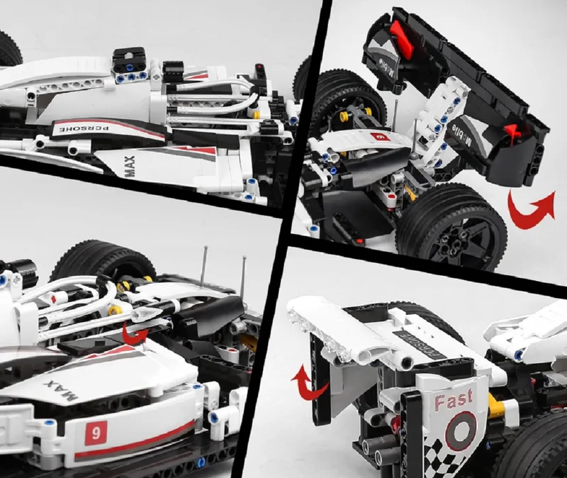 Mould King 13117 Formule 1 racer bouwset | City fast champions adventure | Creator classic motor bouwpakket | Technic speelgoed ideas voor volwassenen & kinderen | Icons furious speed auto geschikt voor Lego | Technische bouwdoos met 1235 bouwstenen by Mould King in Racing : Formule 1 racer, 1235 bouwblokken – product photo 4 of 5