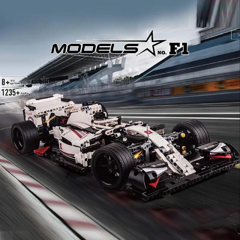 Mould King 13117 Formule 1 racer bouwset | City fast champions adventure | Creator classic motor bouwpakket | Technic speelgoed ideas voor volwassenen & kinderen | Icons furious speed auto geschikt voor Lego | Technische bouwdoos met 1235 bouwstenen by Mould King in Racing : Formule 1 racer, 1235 bouwblokken – product photo 3 of 5