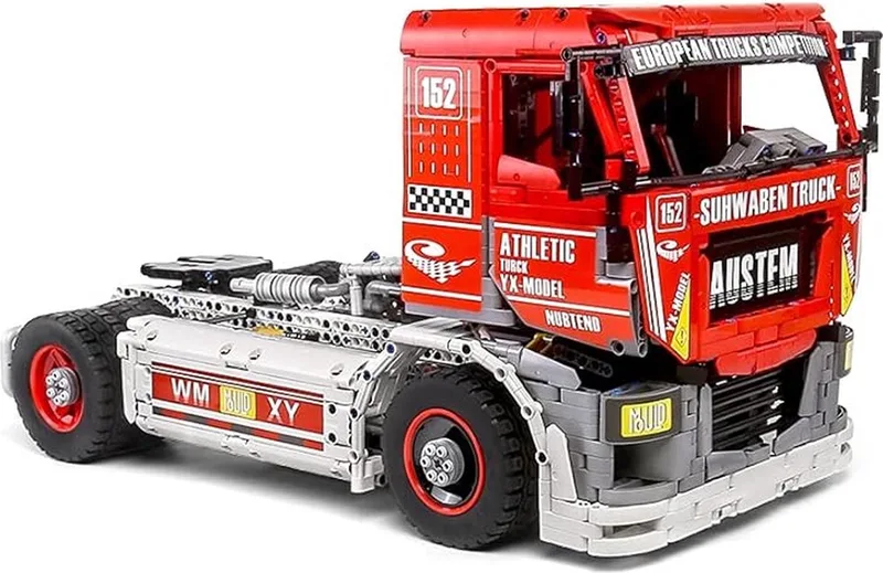 Mould King 13152 - Racing Truck - vrachtwagen - speelgoed - App Control - bestuurbaar - RC Control - Gift Box - Compatible met het bekende merk de Mould King en Hoofdkleur rood – photo du produit