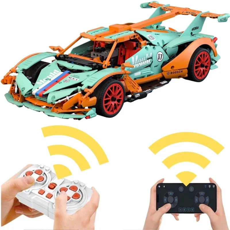 Mould King 13155 Apollo Drift RC bouwset | City racing champions adventure | Creator classic motor bouwpakket | Technische speelgoed ideas voor volwassenen & kinderen | DIY speed auto remote niet geschikt voor lego | Bouwdoos met 1669 bouwstenen van Mould King in Racing : Radiografisch bestuurbare auto – Apollo Drift, 1669 bouwblokken – productfoto