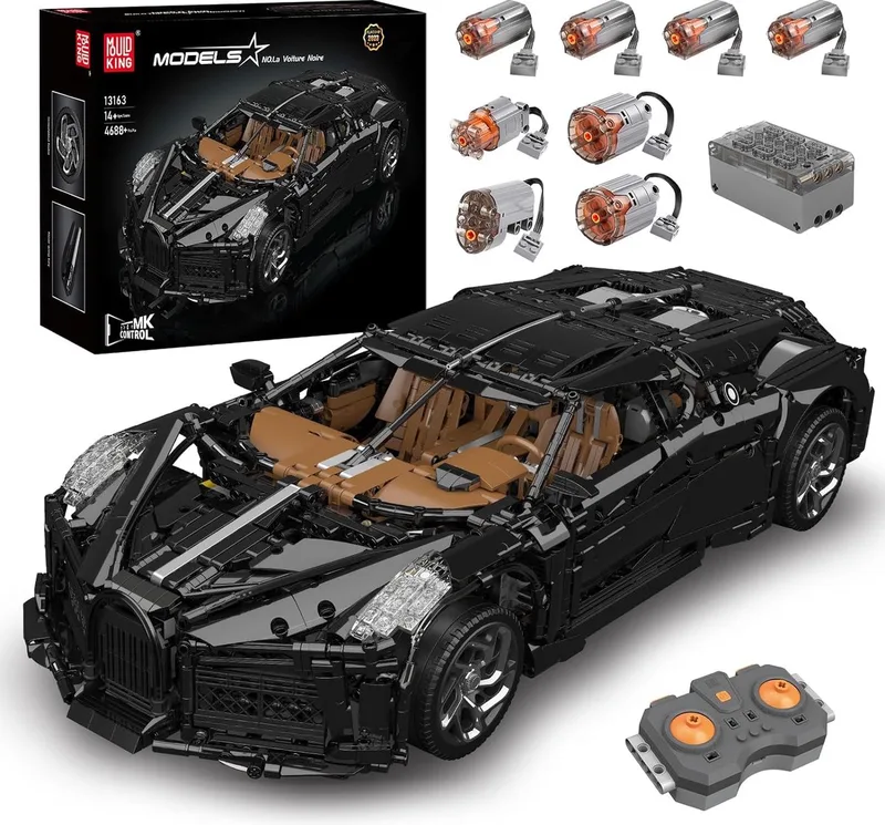 Mould King - 13163 - La Voiture Noire Sportwagen Model - is compatibel met het bekende merk. by Mould King in Zwart. – product photo