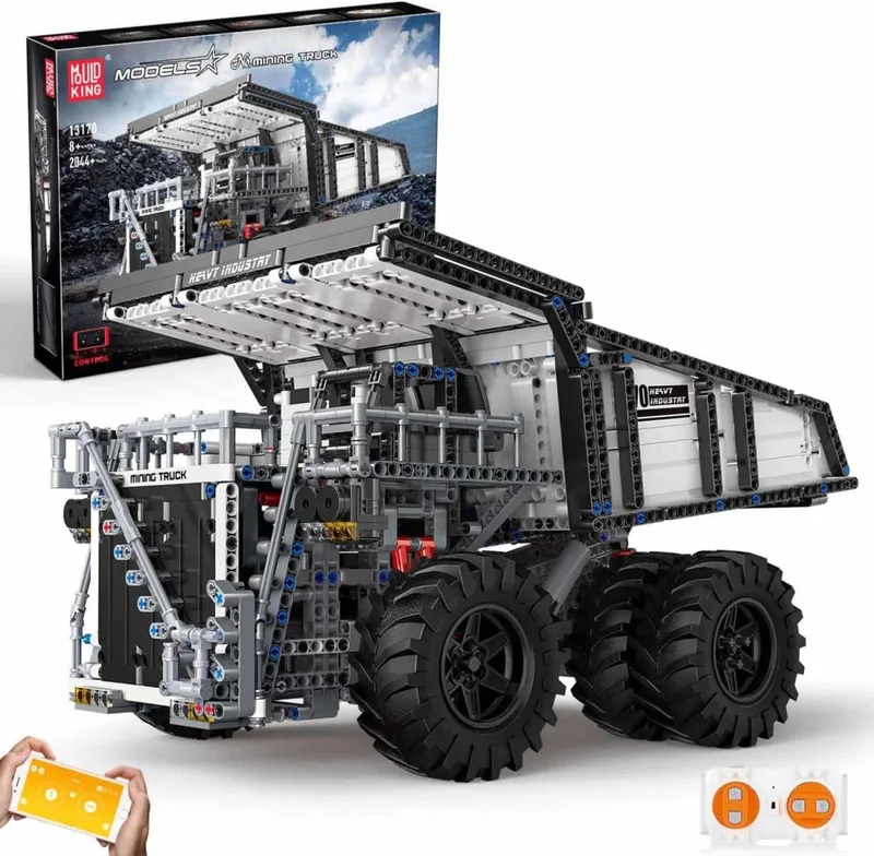 Mould King 13170 Mining Truck Muldenkipper inkl. RC/Fernsteuerung Spielbausteine fra Mould King i Grau – produktbillede