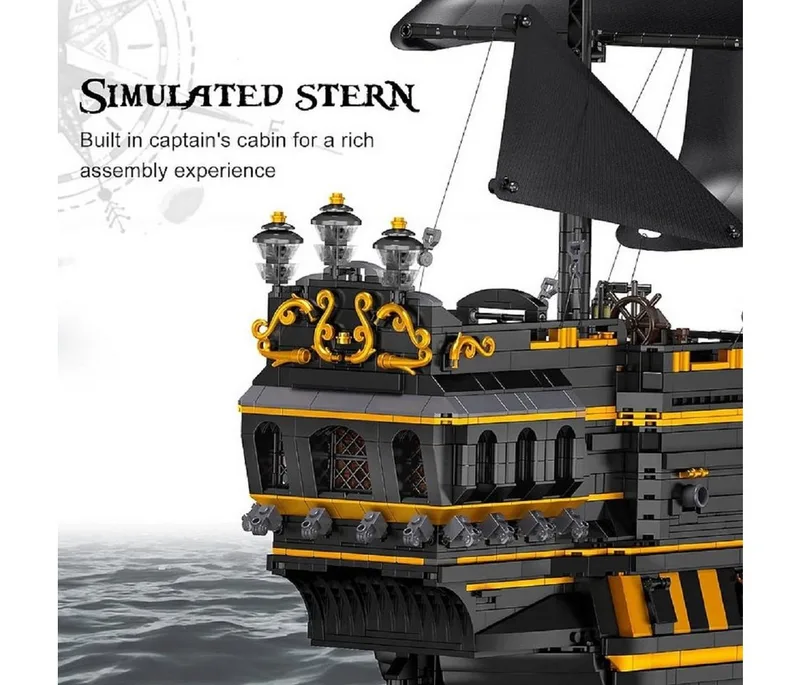 Mould King 13186 Black Pearl B.P. II Piratenschiff Konstruktionsspielsteine, (5266 St) van Mould King – productfoto 3 van 5