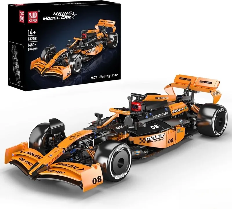 Mould King 13208 MCL Formule 1 1:8 bouwset | City fast champions adventure | Creator and classic motor bouwpakket | Technic speelgoed ideas voor volwassenen | Icons furious speed f1 auto geschikt voor Lego | Technische bouwdoos met 1480 bouwstenen by Mould King in Racing : 1:8 MCL Formule 1 wagen, 1480 bouwblokken – product photo