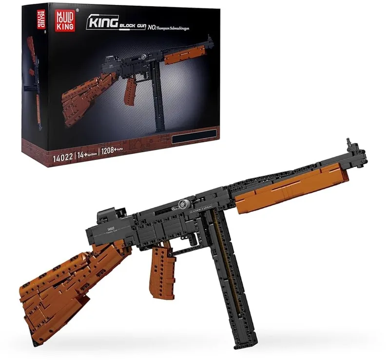 Mould King 14022 Thompson Machinegeweer bouwset | Army ops pistool modelbouw | Creator classic battlefield guns bouwpakket | Technische Educatief militair & leger speelgoed voor volwassenen | Geschikt voor Lego technic | Bouwdoos met 1370 bouwstenen by Mould King in Pistool – Thompson Rifle, 1370 bouwblokken – product photo