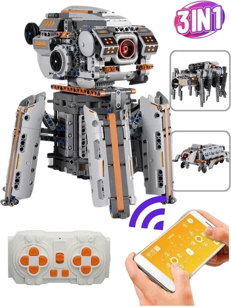 Mould King 15050 Uranus Wars 3 in 1 RC Auto Robot bouwset | Classic creator space mecha motor modelbouw | Technische educatief speelgoed ideas voor expert volwassenen & kinderen | Accu niet geschikt voor Lego technic | Bouwdoos met 1121 bouwstenen van Mould King in Robot : Radiografisch bestuurbare auto – 3 in 1 Uranus Heka robot, 1112 bouwblokken – productfoto
