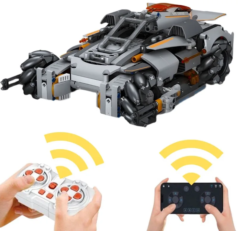 Mould King - 15052 Desert Storm RC Icons Racing Auto Bouwset | Speed champions modelbouw | Creator classic ideas set geschikt voor Lego | Technische speelgoed bouwpakketten voor expert volwassenen & kinderen | Bouwdoos met 555 bouwstenen by Mould King in Racing : Desert Storm Radiografisch bestuurbare auto, 555 bouwblokken – product photo