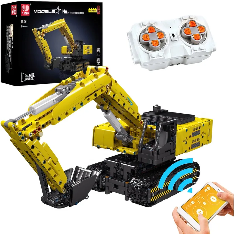 Mould King 15061 - Technic Graafmachine - 1511 bouwstenen van Mould King in Constructie : Radiografisch bestuurbare auto – Graafmachine, 1511 bouwblokken – productfoto