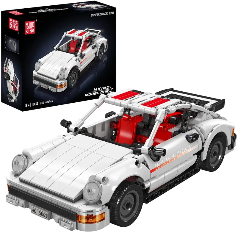 Mould King 15063 911 Pullback van Mould King in Blanc et rouge – productfoto