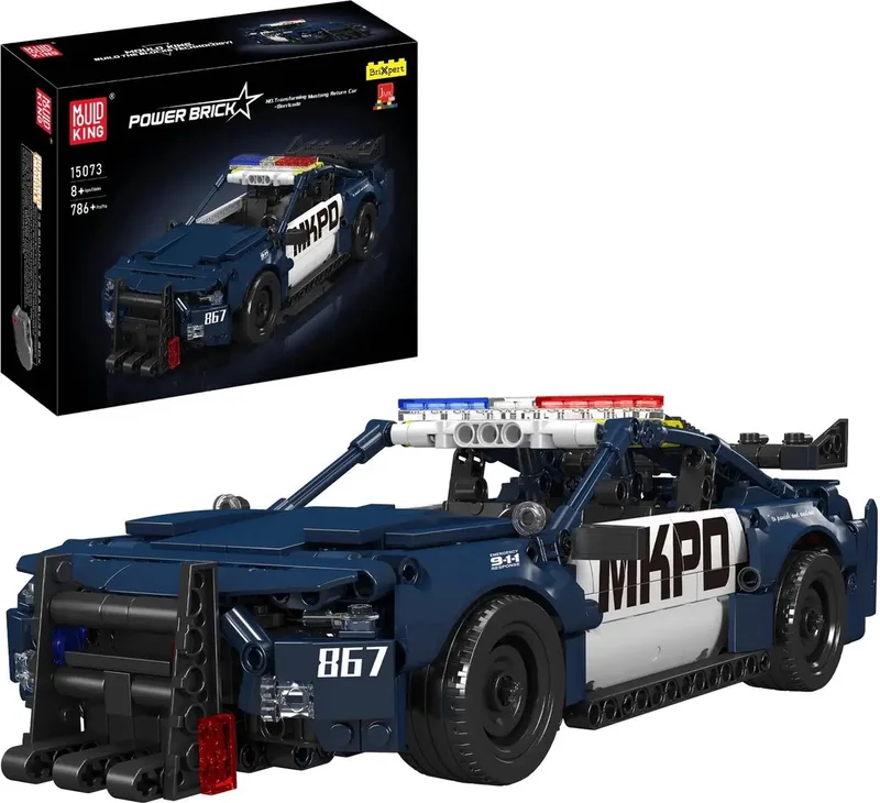 Mould King 15073 – Mustang Politieauto Bouwset – 786 Stuks – MOC Modelauto – Sportwagen voor Autoliefhebbers – 14+ van Mould King in Wit – productfoto